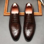 Men's Croc Patchwork Brogue Derby: Stylish Wedding Formal Shoesyes