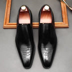 Men's Croc Pattern Dress Shoes: Stylish Pointed Toe Wedding Loafersyes