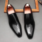Men's Croc Pattern Dress Shoes: Stylish Pointed Toe Wedding Loafersyes