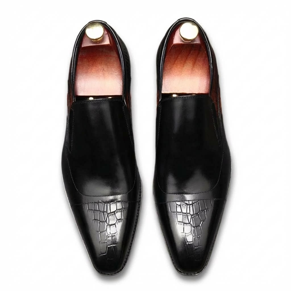 Men's Croc Pattern Dress Shoes: Stylish Pointed Toe Wedding Loafersyes