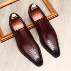 Men's Croc Pattern Dress Shoes: Stylish Pointed Toe Wedding Loafersyes