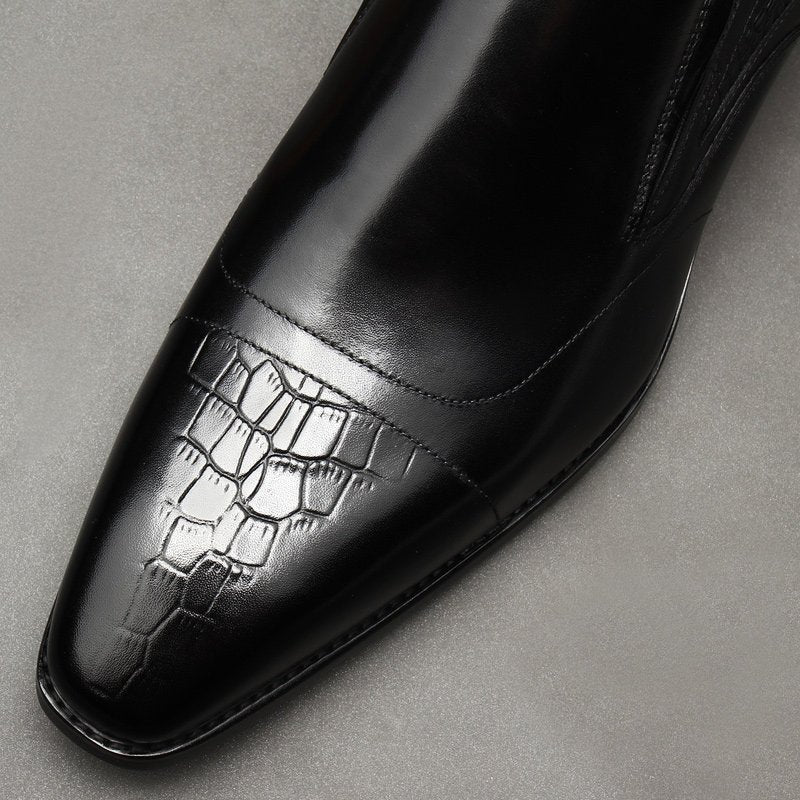Men's Croc Pattern Dress Shoes: Stylish Pointed Toe Wedding Loafersyes