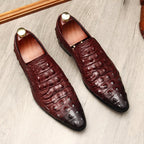 Men's Croc Textured Dress Shoes: Stylish Pointed Toe Wedding Loafersyes