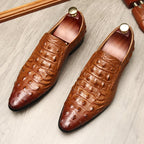 Men's Croc Textured Dress Shoes: Stylish Pointed Toe Wedding Loafersyes