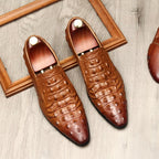 Men's Croc Textured Dress Shoes: Stylish Pointed Toe Wedding Loafersyes