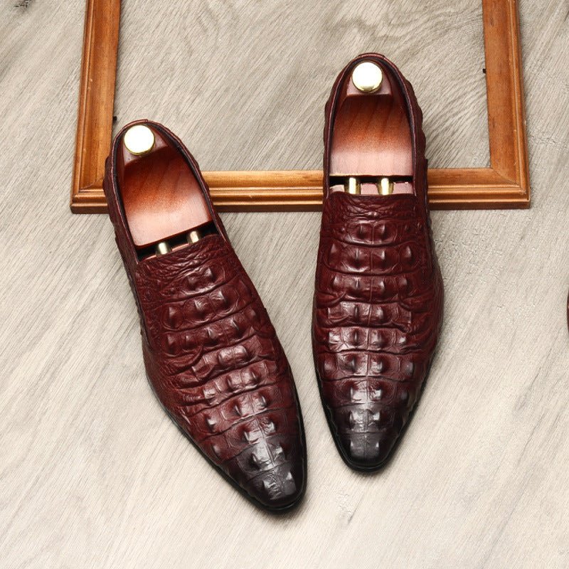 Men's Croc Textured Dress Shoes: Stylish Pointed Toe Wedding Loafersyes