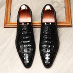 Men's Croc Textured Dress Shoes: Stylish Pointed Toe Wedding Loafersyes
