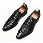 Men's Croc Textured Dress Shoes: Stylish Pointed Toe Wedding Loafersyes