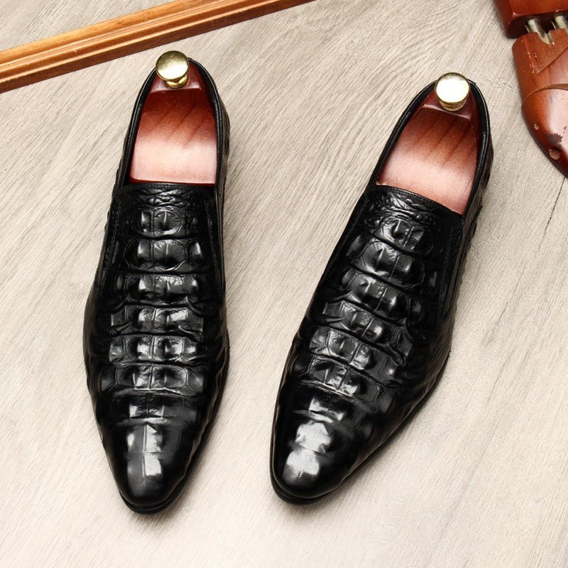 Men's Croc Textured Dress Shoes: Stylish Pointed Toe Wedding Loafersyes