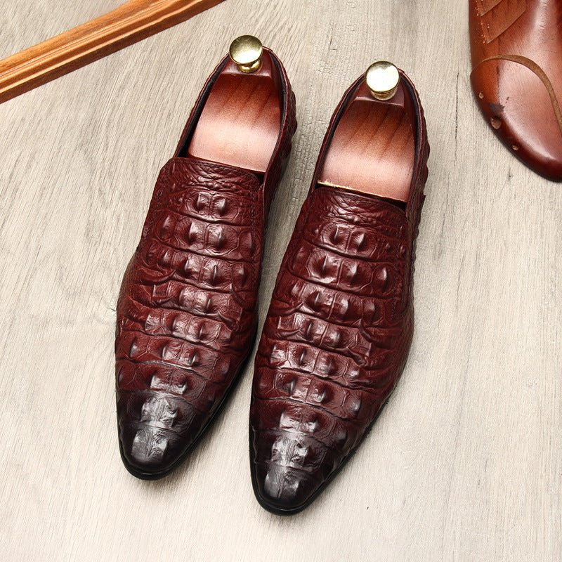 Men's Croc Textured Dress Shoes: Stylish Pointed Toe Wedding Loafersyes