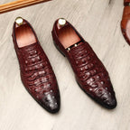 Men's Croc Textured Dress Shoes: Stylish Pointed Toe Wedding Loafersyes