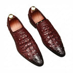 Men's Croc Textured Dress Shoes: Stylish Pointed Toe Wedding Loafersyes