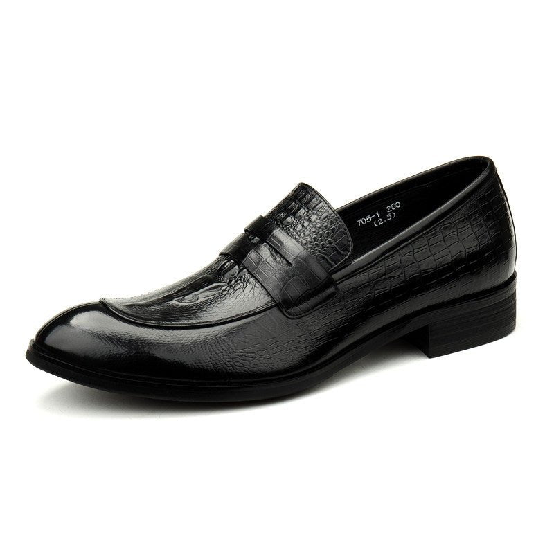 Men's Crocodile Embossed Dress Shoes: Stylish Pointed Toe Wedding Loafersyes