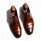 Men's Dark Brown Derby: Fashion Cap Toe Formal Dress Shoesyes