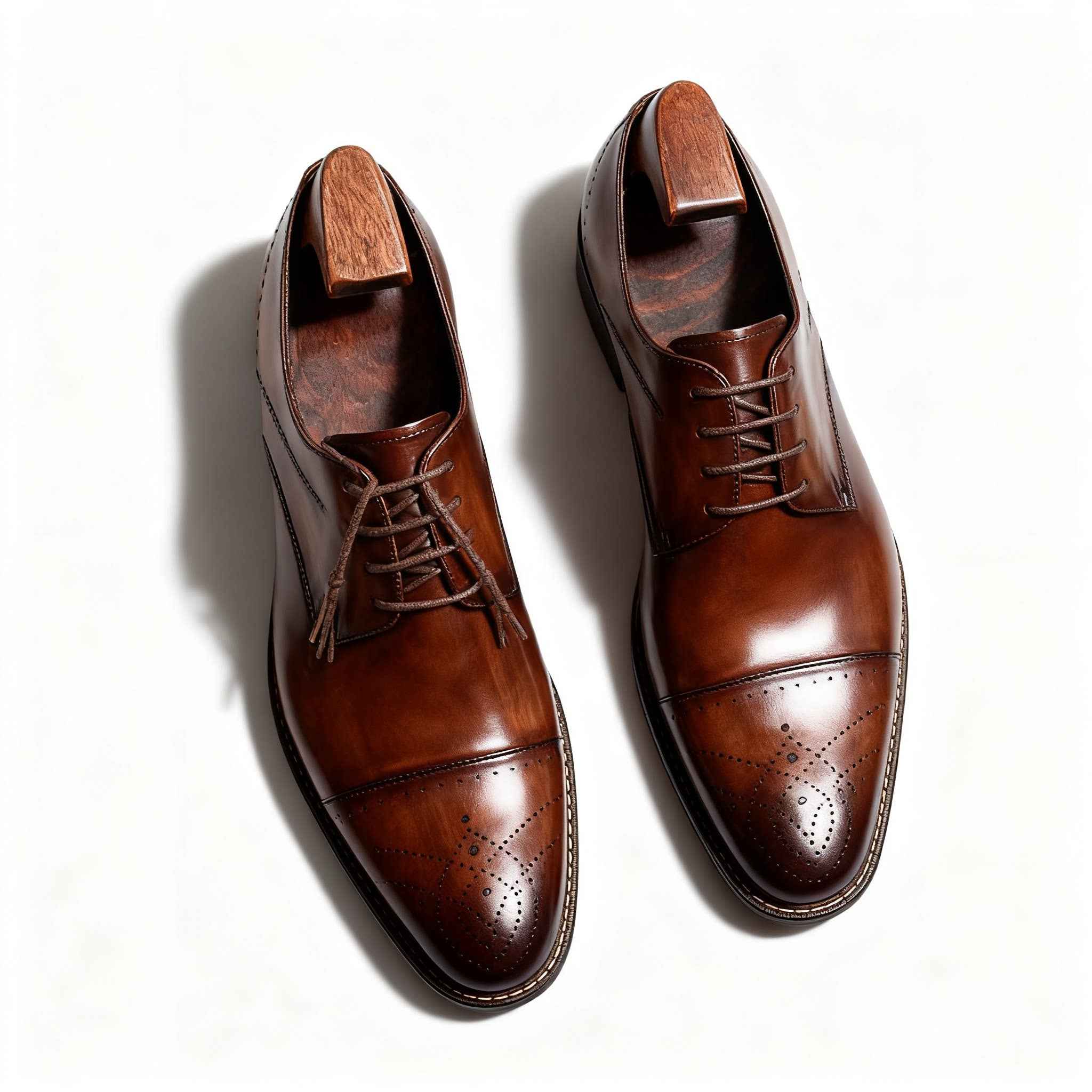 Men's Dark Brown Derby: Fashion Cap Toe Formal Dress Shoesyes