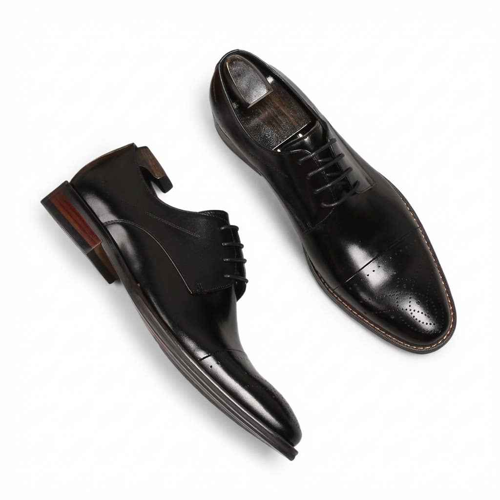 Men's Dark Brown Derby: Fashion Cap Toe Formal Dress Shoesyes