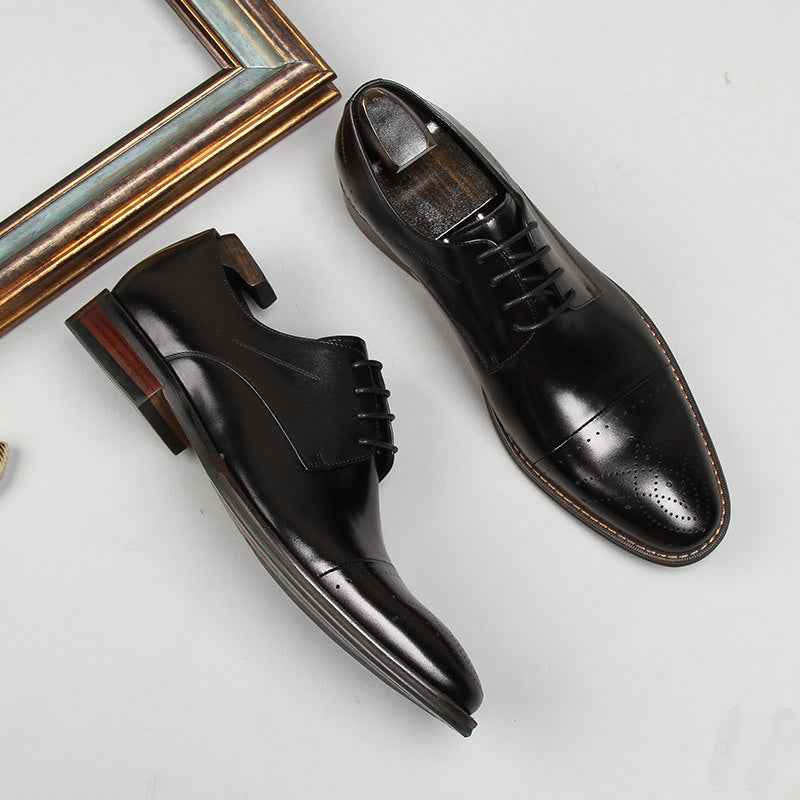 Men's Dark Brown Derby: Fashion Cap Toe Formal Dress Shoesyes