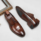 Men's Dark Brown Derby: Fashion Cap Toe Formal Dress Shoesyes