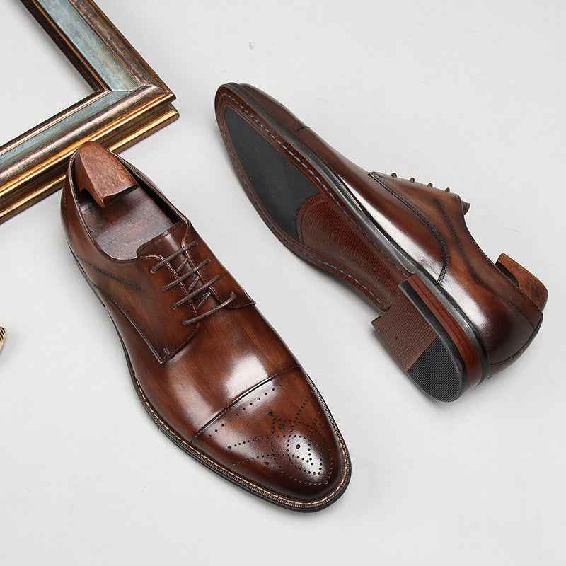 Men's Dark Brown Derby: Fashion Cap Toe Formal Dress Shoesyes