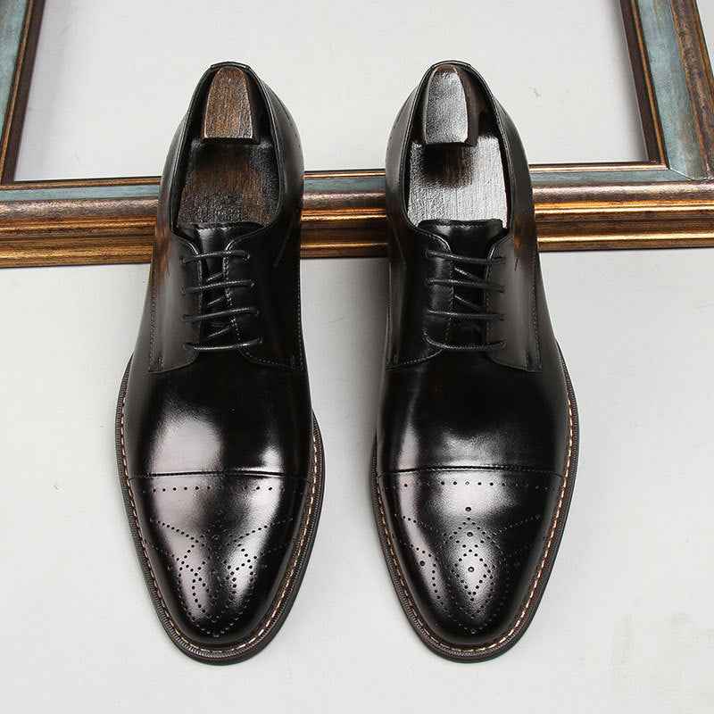 Men's Dark Brown Derby: Fashion Cap Toe Formal Dress Shoesyes