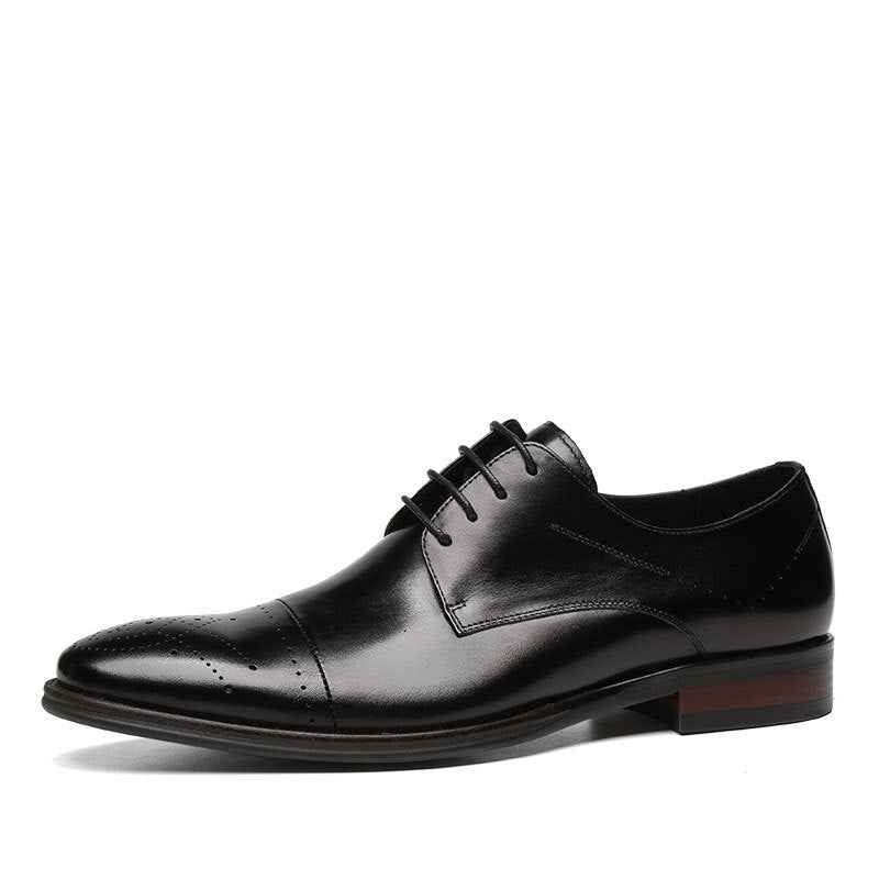 Men's Dark Brown Derby: Fashion Cap Toe Formal Dress Shoesyes