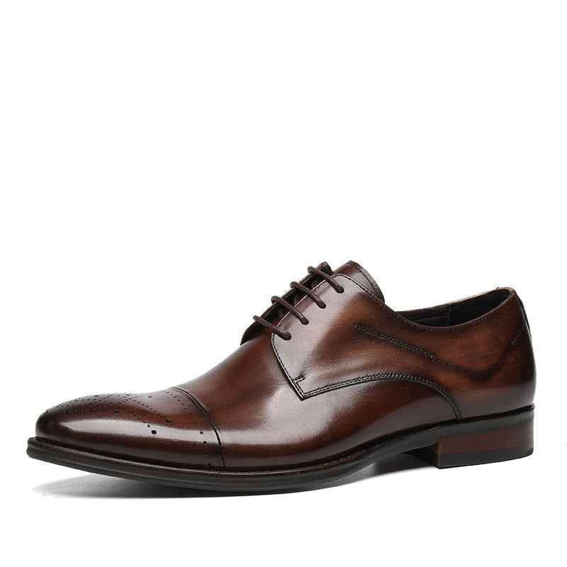 Men's Dark Brown Derby: Fashion Cap Toe Formal Dress Shoesyes
