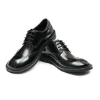 Men's Dark Wingtip Derbies: Genuine Leather Formal Dress Shoes