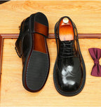 Men's Dark Wingtip Derbies: Genuine Leather Formal Dress Shoes
