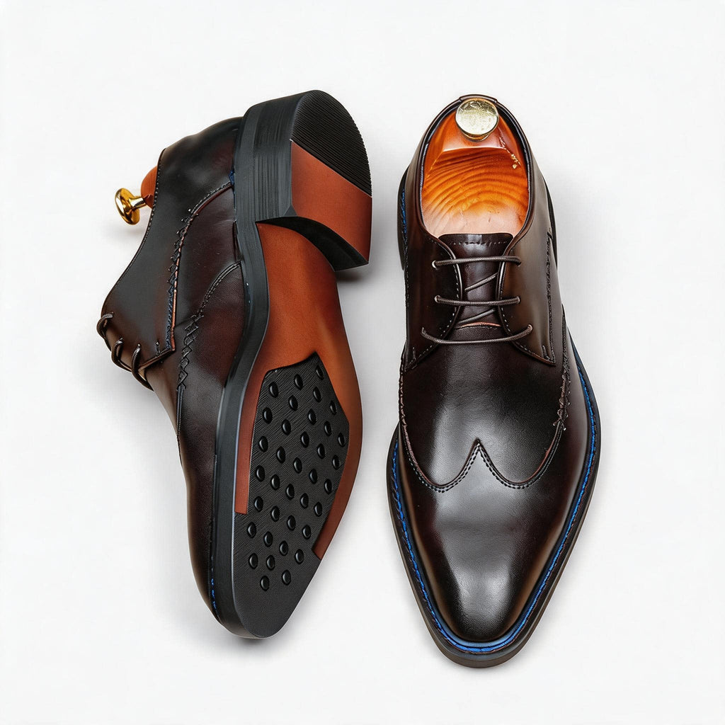 Mens Derby Dress Shoes: Stylish Brogue Wingtip for Wedding & Business