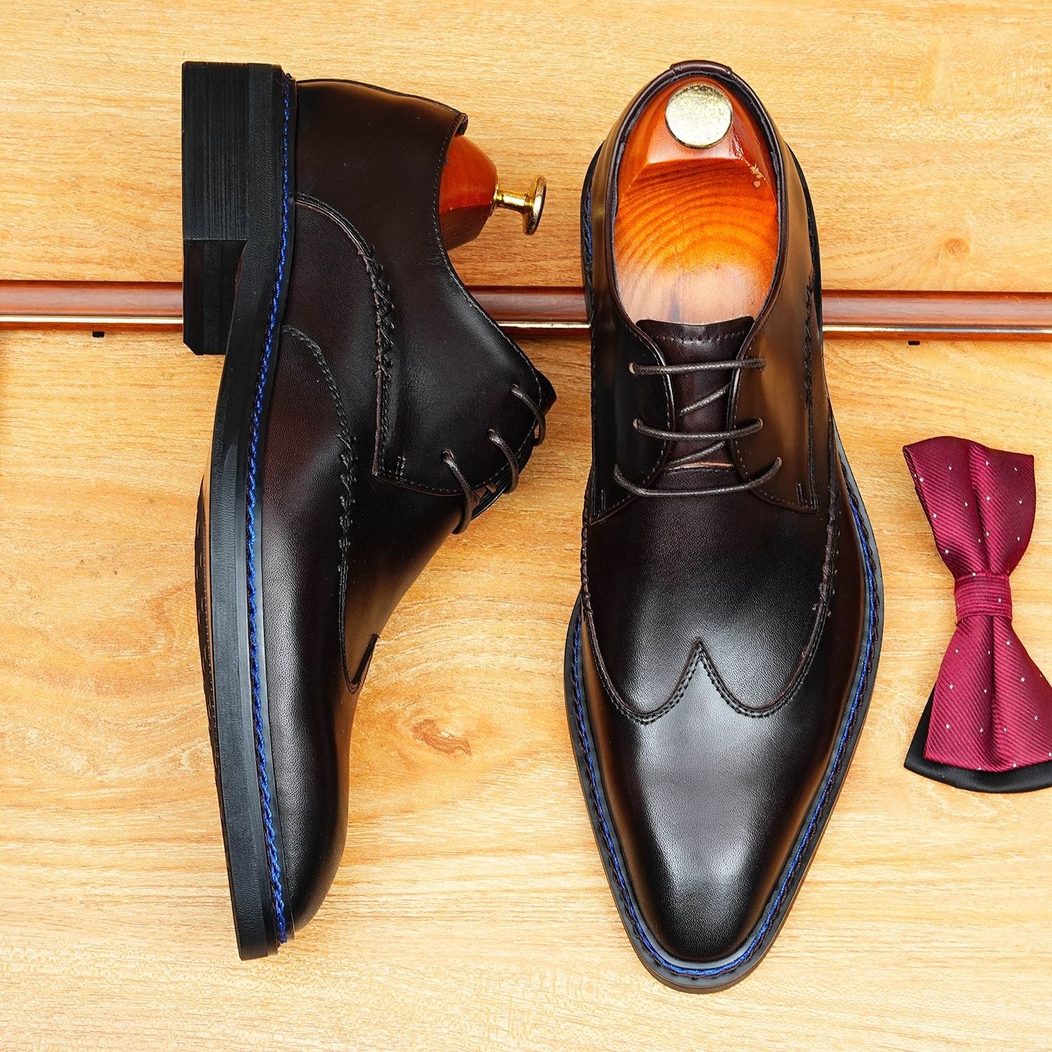 Mens Derby Dress Shoes: Stylish Brogue Wingtip for Wedding & Business