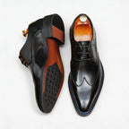 Mens Derby Dress Shoes: Stylish Brogue Wingtip for Wedding & Business