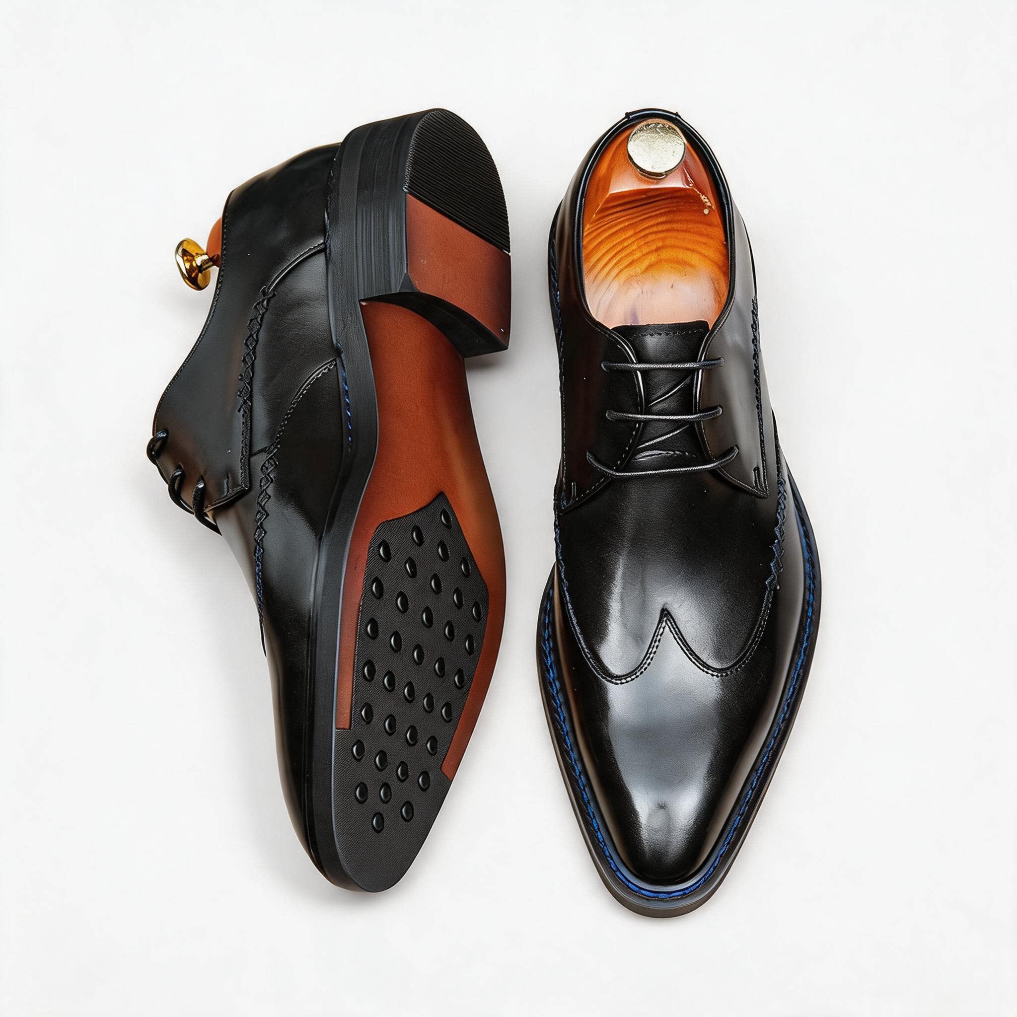 Mens Derby Dress Shoes: Stylish Brogue Wingtip for Wedding & Business