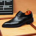 Mens Derby Dress Shoes: Stylish Brogue Wingtip for Wedding & Business