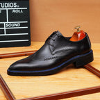 Mens Derby Dress Shoes: Stylish Brogue Wingtip for Wedding & Business