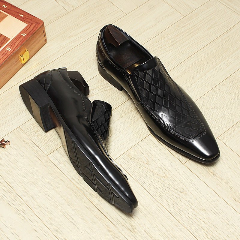 Men's Diamond Embossed Dress Shoes: Stylish Pointed Toe Wedding Loafersyes