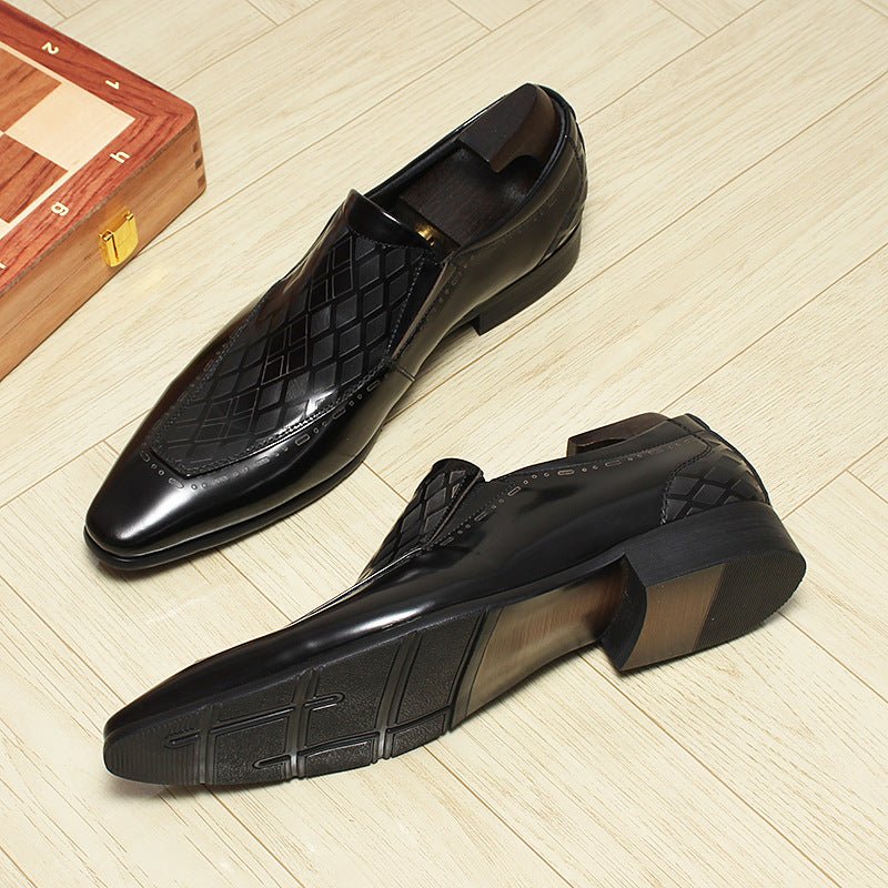 Men's Diamond Embossed Dress Shoes: Stylish Pointed Toe Wedding Loafersyes
