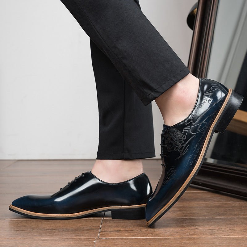 Men's Embossed Sleek Oxfords: Fashion Nuptial Ceremony Dress Shoesyes