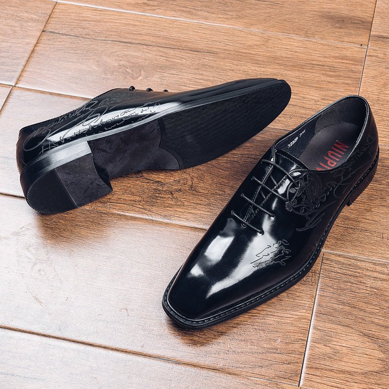 Men's Embossed Sleek Oxfords: Fashion Nuptial Ceremony Dress Shoesyes