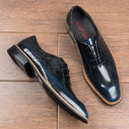 Men's Embossed Sleek Oxfords: Fashion Nuptial Ceremony Dress Shoesyes