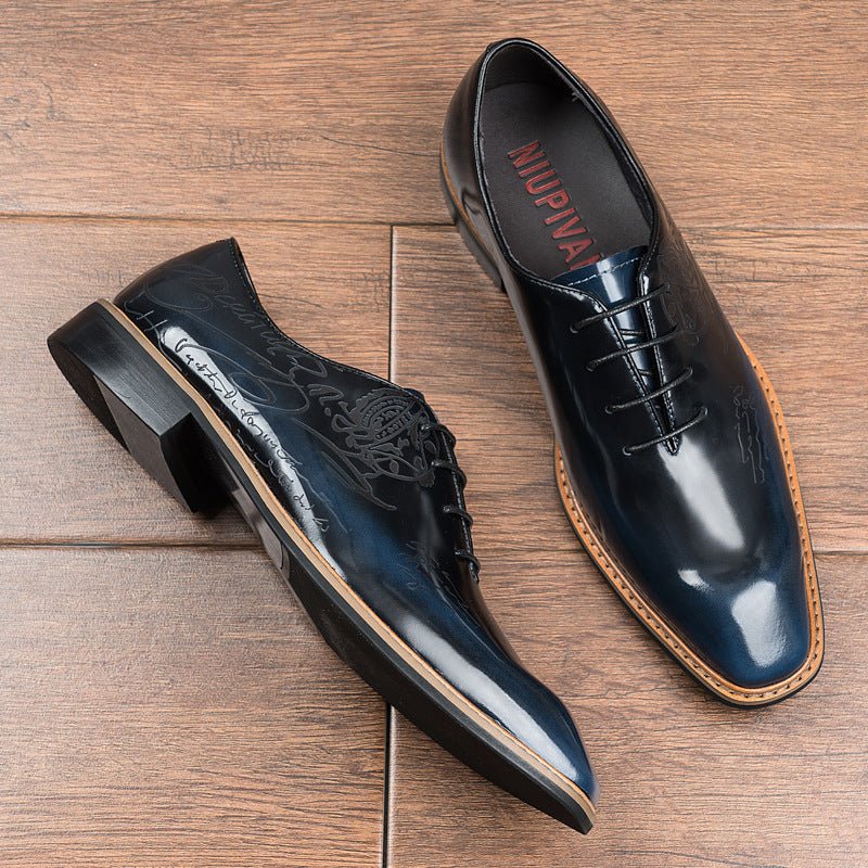 Men's Embossed Sleek Oxfords: Fashion Nuptial Ceremony Dress Shoesyes