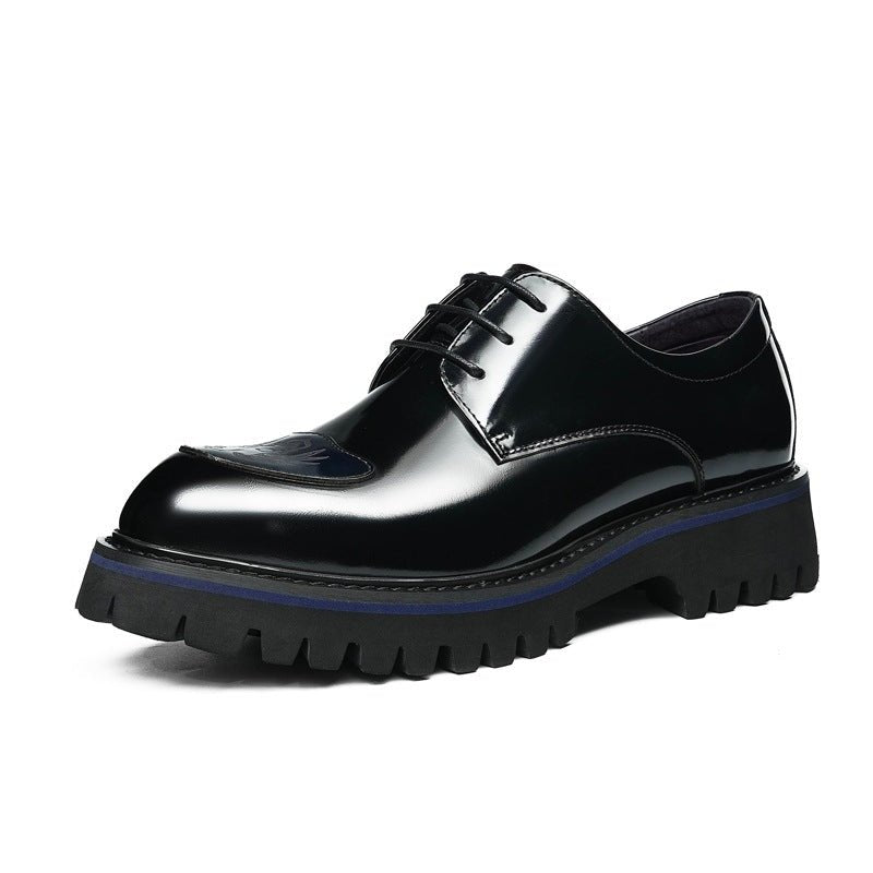 Men's Embossed Toe Shoes: Polished Leather Height Increasing Shoes