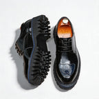 Men's Embossed Toe Shoes: Polished Leather Height Increasing Shoes