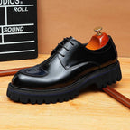 Men's Embossed Toe Shoes: Polished Leather Height Increasing Shoes