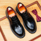 Men's Embossed Toe Shoes: Polished Leather Height Increasing Shoes