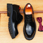 Men's Embossed Toe Shoes: Polished Leather Height Increasing Shoes