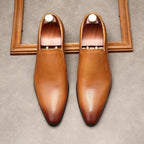 Men's Engraved Leather Dress Shoes: Stylish Pointed Toe Wedding Loafersyes