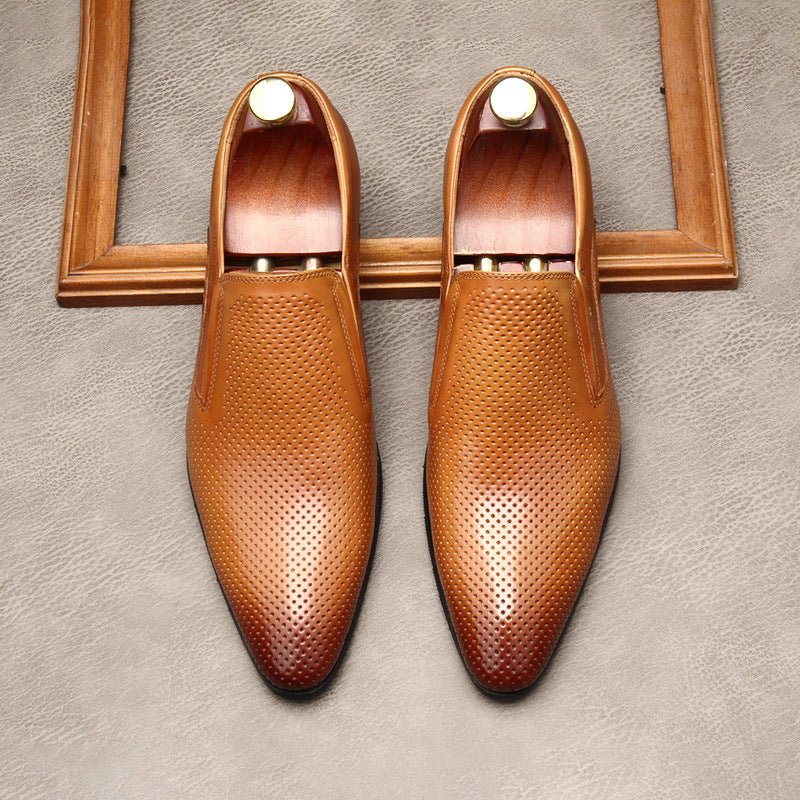 Men's Engraved Leather Dress Shoes: Stylish Pointed Toe Wedding Loafersyes