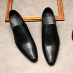 Men's Engraved Leather Dress Shoes: Stylish Pointed Toe Wedding Loafersyes