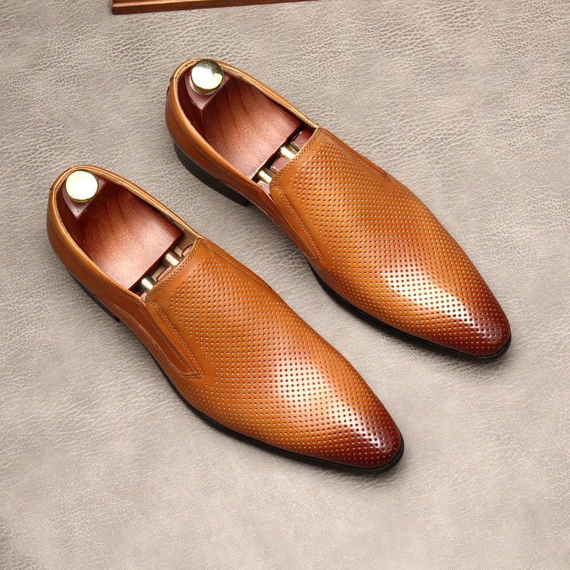 Men's Engraved Leather Dress Shoes: Stylish Pointed Toe Wedding Loafersyes