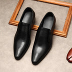 Men's Engraved Leather Dress Shoes: Stylish Pointed Toe Wedding Loafersyes